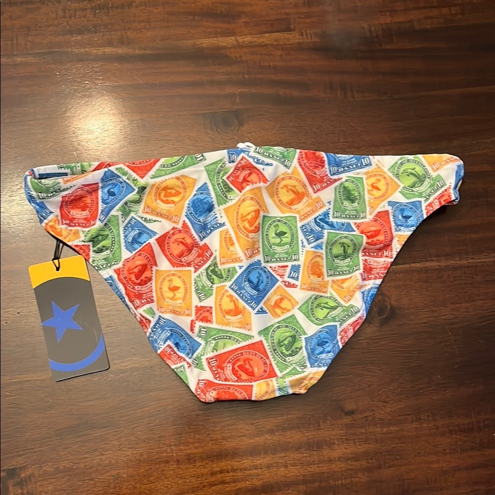 ⭐️🏳️‍🌈 BANG! Colorful Stamp Print Swim Briefs - Picture 3 of 8
